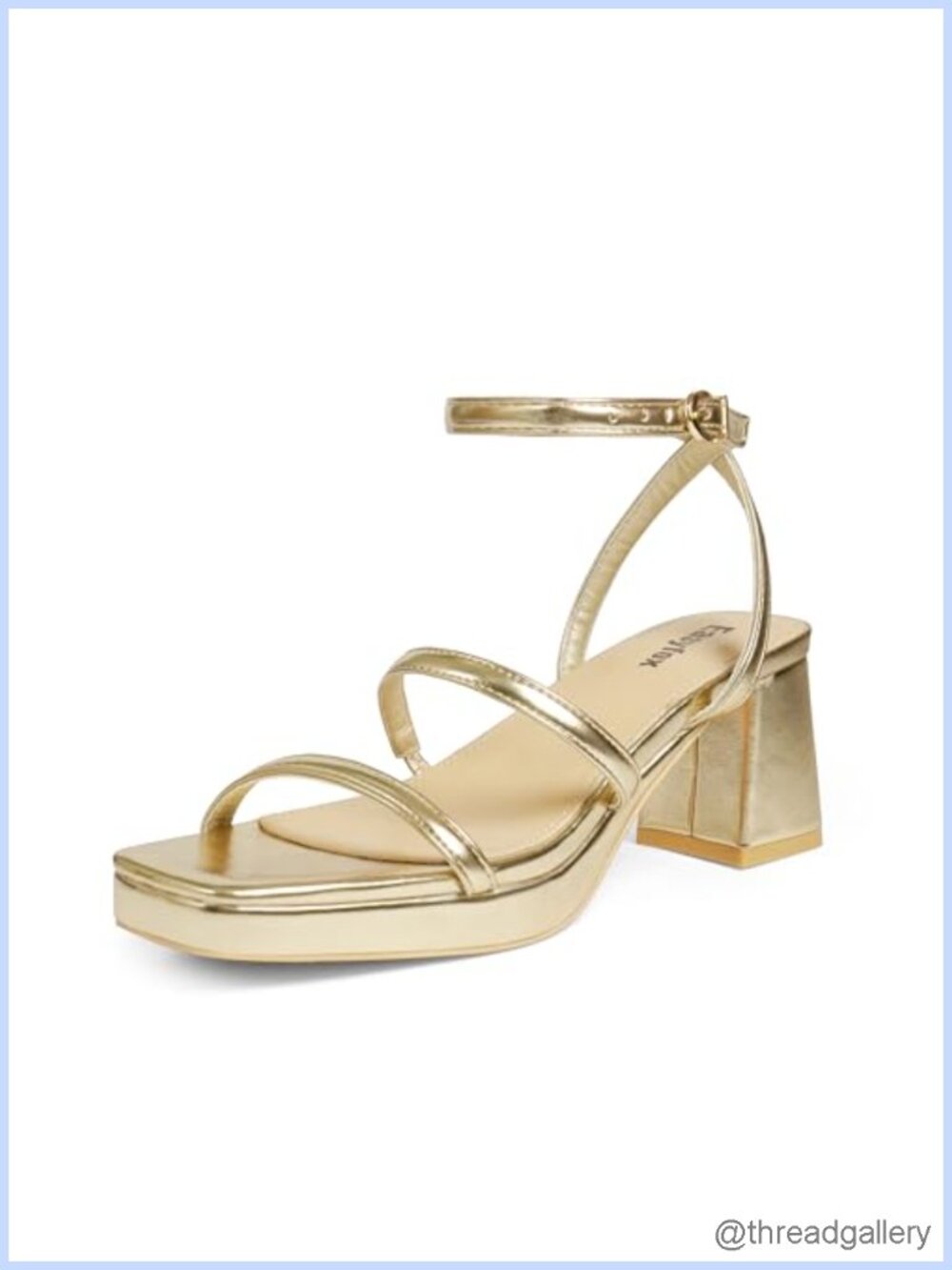 Chunky Platform Heeled Sandals Open Toe Block Heel Faux Leather Buckle